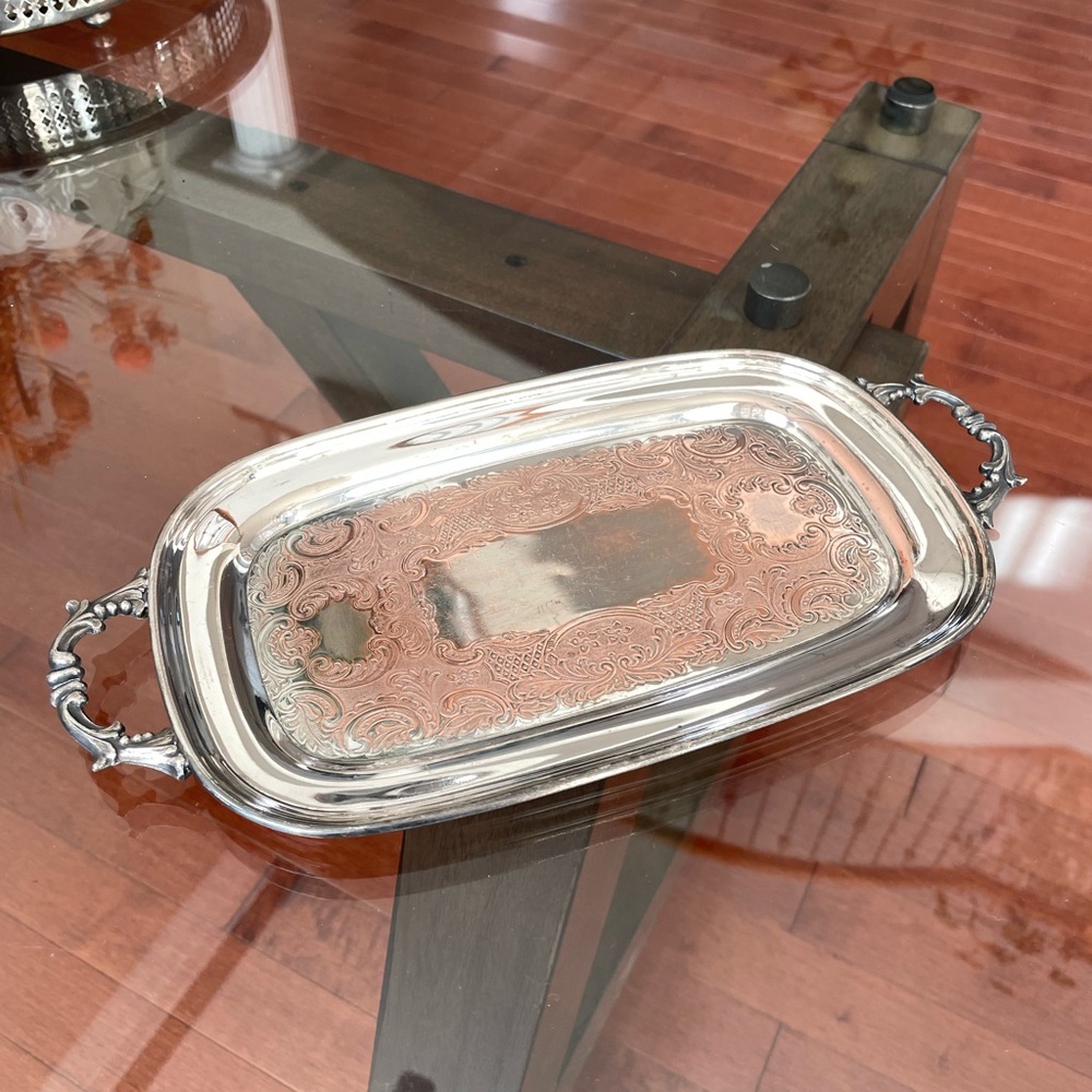 Vintage Coronet plate silver/copper tray trinket dish